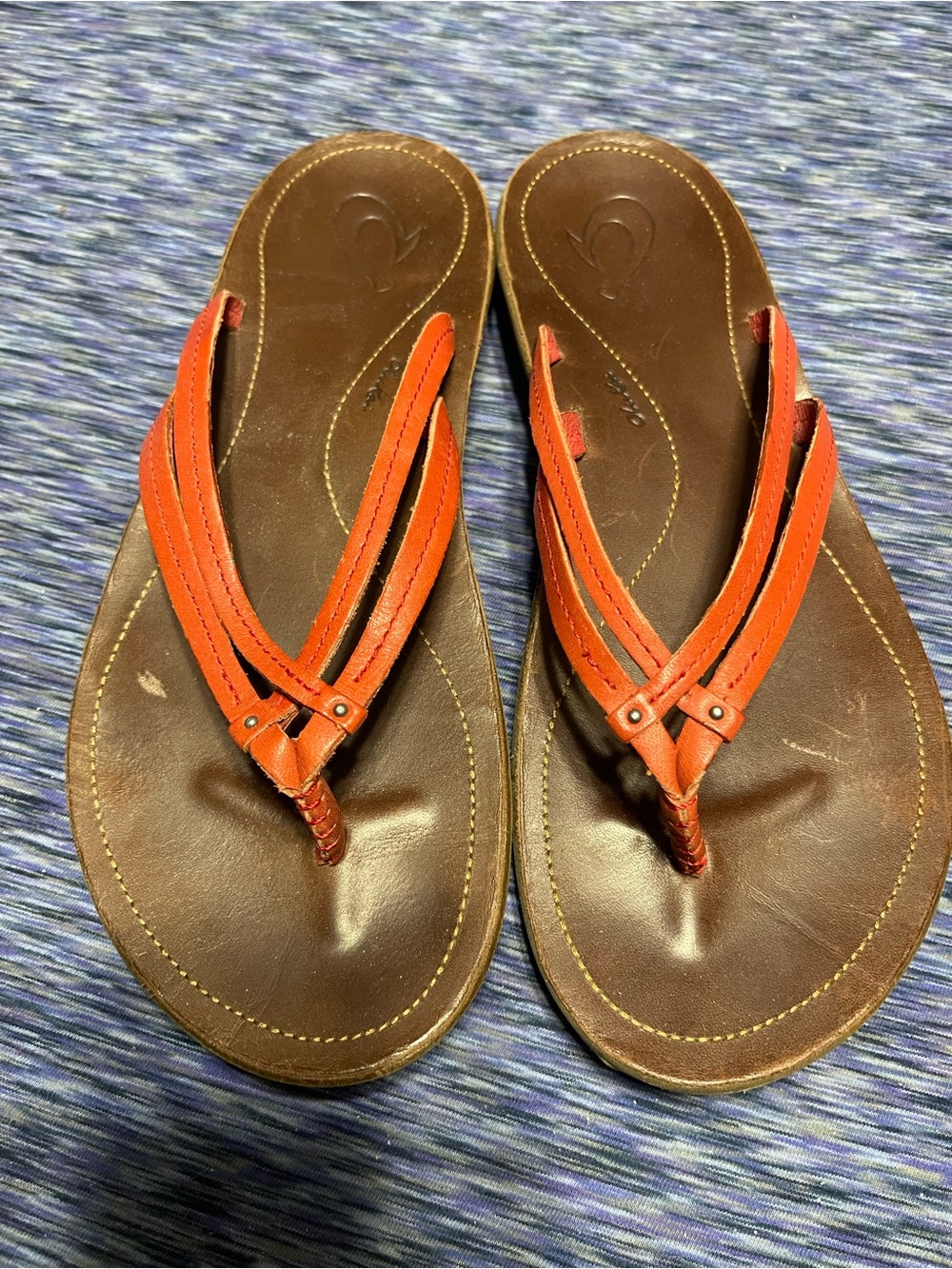 Olukai Red Strap Brown Footbed Women’s Flip Flop Sandals